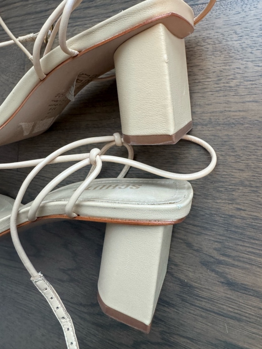 New No Box SCHUTZ  Pompeii Beige/Nude Square-Toe Strappy Heels - Picture 3 of 4